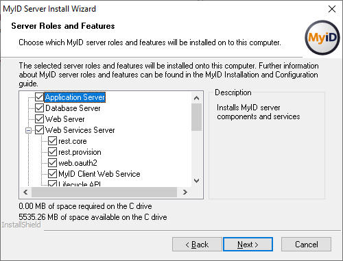 Modify installation - server roles and features